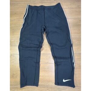 Nike Fit Mens Black Track Pants White Side Stripe Ankle Zip Joggers M vintage.